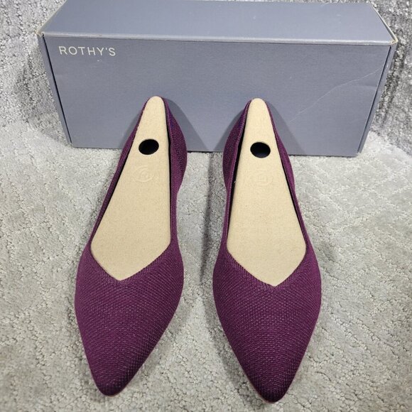 Rothy's The Merino Aubergine Purple Pointed Flat Shoes Women's Multiple Sizes - Picture 4 of 12